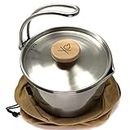 überleben Kessel Bushcraft Pot with Canvas Bag | Wood Handle | 304 Stainless Steel | Camping Hiking Backpacking Survival