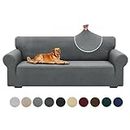 OUWIN 2023 Newest Stretch Couch Covers for 3 Cushion Couch 1 Piece Sofa Slipcovers Super Soft Couch Covers Washable Sofa Furniture Protector Anti-Slip Sofa Couch Covers Dogs (Sofa, Light Gray)