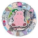 MUYINGZHUO Hippo Stickers, 50PCs Pack, Cute Cartoon Animal Aesthetic Vinyl Sticker Decals, Stickers for Laptop, Hydro Flask, Water Bottle, Bumper Car Planner Stickers, Stickers for Kids, Toddlers, Teens, Girls, Adults (Hippo)