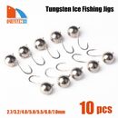 MUUNN 10Pcs Tungsten Ice Fishing Jigs Unpainted - Ball Tungsten Jigs