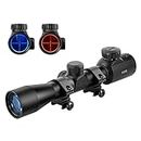 Beileshi 4x32 Crossbow Scope, Red Blue Illuminated Crossbow Scopes, Archery Accessory with 20mm Mounts