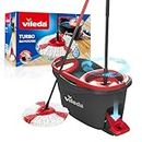 Vileda Turbo Microfibre Mop and Bucket Set, Spin Mop for Cleaning Floors, Set of 1x Mop and 1x Bucket, Eco Packaging, Red White
