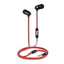 Foxin in-Ear Sweat-Proof Wired Earphones with 10mm Bigg Bass Driver, in-line Mic, Noise Cancelling Headset with 1.2m Tangle-Free Cable for iOS and Android Smartphones (T1-Black Red)