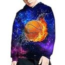 Upetstory Hoodies for Girls Boys Kids Long Sleeve Hooded Sweatshirt with Pockets S-XL, 1 Galaxy Basketball, 6-7 Years