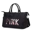 PINQUE Fashion Pink Sport Duffel Tote Travel Gym Bag, Waterproof Holdall, Wet Kits, Weekend Bag for Women, Men