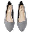 Ataiwee Women's Wide Width Flat Shoes, Comfortable Casual Pointed Suede Soft Slip on Cute Ballet Flats.(1908076-2308,GR/MF,9 Wide)