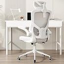 𝑯𝑶𝑴𝑬 𝑶𝑭𝑭𝑰𝑪𝑬 𝑪𝑯𝑨𝑰𝑹, Ergonomic Mesh Desk Chair, High Back Computer Chair- Adjustable Headrest with Flip-Up Arms, Lumbar Support, Swivel Executive Task Chair (Modern, White)