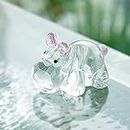 HDCRYSTALGIFTS 2.8inch Crystal Hippopotamus Figurines Collectibles Art Glass Hippo Animal Paperweight Ornament for Table Home Decoration