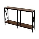 AZL1 Life Concept Console Table with Shelf for Living Bed Room Coffee Office, Weathered Gray, Dark Oak 1