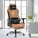 Dr Luxur Weavemonster Ergonomic Gaming Chair For Office Work at Home with Breathable Honeycombed Fabric, Magnetic Neck & Lumbar Pillow, Footrest, 4-D Armrest with 180 Degree Recline (Brown)