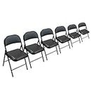 Folding Faux Leather Chair - Strong Steel Event Hall Seating or Temporary Seat for Guests and Desks (6)