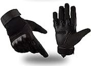KINGBARON® Black Fullfinger Tactical Motorcycle Gloves Hard Knuckles Hand Motorbike Riding Cycling Gloves (L)