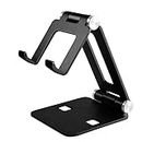 MMOBIEL Cell Phone Holder for Desk–Phone and Tablet Stand Foldable–Universal Phone Stand Compatible with iPhone, iPad, Samsung Galaxy, Tab, Nintendo Switch, Steam Deck, Kindle etc.– Black Aluminum