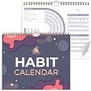 Clever Fox Habit Calendar Circle – 2-Year Inspirational Habit Tracker for Atomic Habits – Colorful Habit & Goal Planner Journal to Boost Productivity & Become Your Best Self – 10″x8″ (Dark Blue & Red)