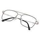 Roshfort Unisex Eyeglasses For Men Women Spectacle Frames Light Weight Blueray Block Eye Protection Glasses For Computer Zero Power Bluecut lens Square Medium Size M-3076 Frame Silver Black