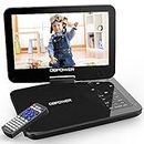 DBPOWER 12.5" Portable DVD Player with 10.5" Swivel Screen Car Built-in 5 Hours Rechargeable Battery, Supports All-Region, Earphone/SD Card/USB/AV-in/AV-out, Direct Play in Formats AVI/RMVB/MP3/JPEG