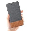 ClickCase™ for iPhone 11 pro Max (6.5") Blazer Series Cloth & Leather Wallet Flip Case Kick Stand with Magnetic Closure Flip Cover for iPhone 11 pro Max (6.5") (Grey & Brown)