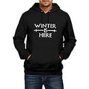 GameReserves Got Games of Thrones Winter is Here Hoodie 100% Cotton Hoodies for Men in Black Color Size,Medium