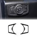 YAMUDA Compatible with 2PCS Carbon Fiber Headlight Switch Decorative Frame Cover Automotive Styling Sticker Interior Accessories for Ford F150 2015-2020 (Black)