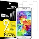 NEW'C Lot de 2, Verre Trempé pour Samsung Galaxy S5 Film Protection écran sans Bulles d'air Ultra Résistant (0,33mm HD Ultra Transparent) Dureté 9H Glass