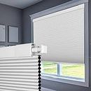 Boolegon No Drill No Tools Cellular Shades Color-Matched Cordless Honeycomb Blinds Easy to Install Cellular Blinds for Windows, Blackout-White, Custom Size