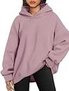 AUTOMET Womens Oversized Hoodies Fleece Sweatshirts Hooded Pullover 2023 Fashion Fall Clothes Trendy Outfits Winter Sweater, DarkPink, Large
