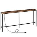 MAHANCRIS Console Table with Power Outlet, 70.9" Narrow Sofa Table, Industrial Entryway Table with USB Ports, Behind Couch Table for Entryway, Hallway, Foyer, Living Room, Rustic Brown CTHR18E01Z1