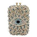 Boutique De FGG The Evil Eye Crystal Clutch Bags Women Evening Minaudiere Purses and Handbags, Green, Small