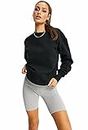 BE SAVAGE Women's Cotton Solid Sweatshirt Suitable for Summer & Winter,WS Black_L