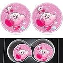Jupswan Car Cup Holder Coaster 2 Pack Pink Cute Cartoon Acrylic New Automotive CupHolder Accessories Interior Decor Decorations for Women