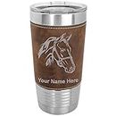 LaserGram 20oz Vacuum Insulated Tumbler Mug, Horse Head 2, Personalized Engraving Included (Faux Leather, Rustic)