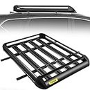 VEVOR Roof Rack Cargo Basket Universal Roof Rack Basket Aluminum Roof Mounted Cargo Rack 50X34.5 Inch for Car SUV Traveling Luggage Holder, with 150 LB Capacity
