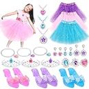 PELOSTA Princess Dress Up Toys & Toddler Jewelry Boutique Kit,Princess Costumes Set of Color Skirts,Shoes,Crowns,Princess Accessories,Girls Pretend Role Play Party Favor,3 4 5 6 7 Year Old Girls Gift