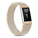 Oumida for Fitbit Charge 2 Straps for Women Men,Replacement Metal Strap for Fitbit Charge 2 Replacement Strap, Adjustable Wristbands with Magnet Lock for Fitbit Charge 2(Rose Gold,S)