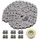 FVRITO 415H Chain 110L Link Heavy Duty and Master Link Chain Tensioner Guide Idler Pulley Roller for 2 stroke 49cc 60cc 66cc 80cc Engines Motorized Bicycle Motor Bikes High Power Racing Parts