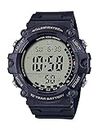 Casio Illuminator Extra Long Strap 10-Year Battery 100 M Water Resistant 5-Alarm w/Countdown Timer Men's Digital Watch, Black, AE-1500WHX-1AVCF, Black, Sport