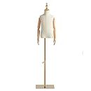 Clothing Store Dummy Display Model for Kids/Child/Toddlers, Half Mannequin Torso with Gold Metal Base & Wood Arms, Adjustable Height Stand (Color : Square Base, Size : 8 Years Old)
