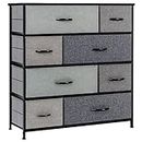 LLappuil 8 Drawer Dresser for Bedroom, Tall Fabric Dresser Bedroom Clearance Cloth Dresser Chest of Drawers with Metal Frame, Wood Plate and Easy-Pull Handles, Grey