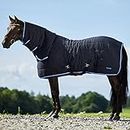 HORZE Glasgow Combo Anti-Slip Indoor Stable Horse Blanket with Attached Neck Cover (150g Fill) - Dark Blue - 78 in