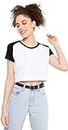 BE SAVAGE Half Sleeves Crop Cotton T Shirt with Raglan Sleeves (XX-Large, Black)