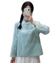 Women Tea Clothes Hanfu Cotton Blend Shirt Blouse Button Ethnic Chinese Top