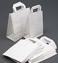 Sacchetti di carta SOS bianchi con manici | Carta kraft riciclabile | Home Kitchen Takeaways School (30, S)