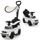 3-In-1 Ride on Push Car Mercedes Benz G350 Stroller Sliding Car with Canopy-Whi