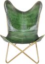 Green Leather Relax Arm Chair Leather Butterfly Chair Home Décor Lounge Accent