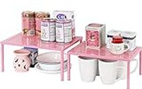 Simple Houseware Expandable Stackable Kitchen Counter Shelf Organizer, Pink, Metal Top, 11.25 in L x 7.9 in W x 5.4 in H