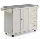 Liberty White Kitchen Cart with Stainless Steel Top by Home Styles