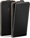 moex Flip Case für Nokia Lumia 520/525 Hülle klappbar, 360 Grad Rundum Komplett-Schutz, Klapphülle aus Vegan Leder, Handytasche mit vertikaler Klappe, magnetisch - Schwarz
