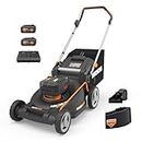 Worx Nitro 40V 21" Push Lawn Mower w/Aerodeck & IntelliCut, Brushless Battery Lawn Mower Up to 1/2 Acre, Cordless Lawn Mower w/ 7-Position Height Adjustment WG752 – Batteries & Charger Included