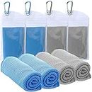 SZELAM 4 Packs Cooling Towel (40"x12"),Ice Towel,Soft Breathable Instant Towel,Microfiber Cool Towel for Yoga,Golf,Sport,Gym,Workout,Camping,Fitness,Outdoor &More Activities (2 Blue/2Grey)