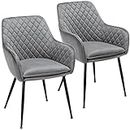 Yaheetech Set of 2 Dining Chairs Velvet Fabric Armchair Stylish Tub Accent Chairs with Metal Legs Upholstered Seat for Living Room/Kitchen/Counter Lounge Grey